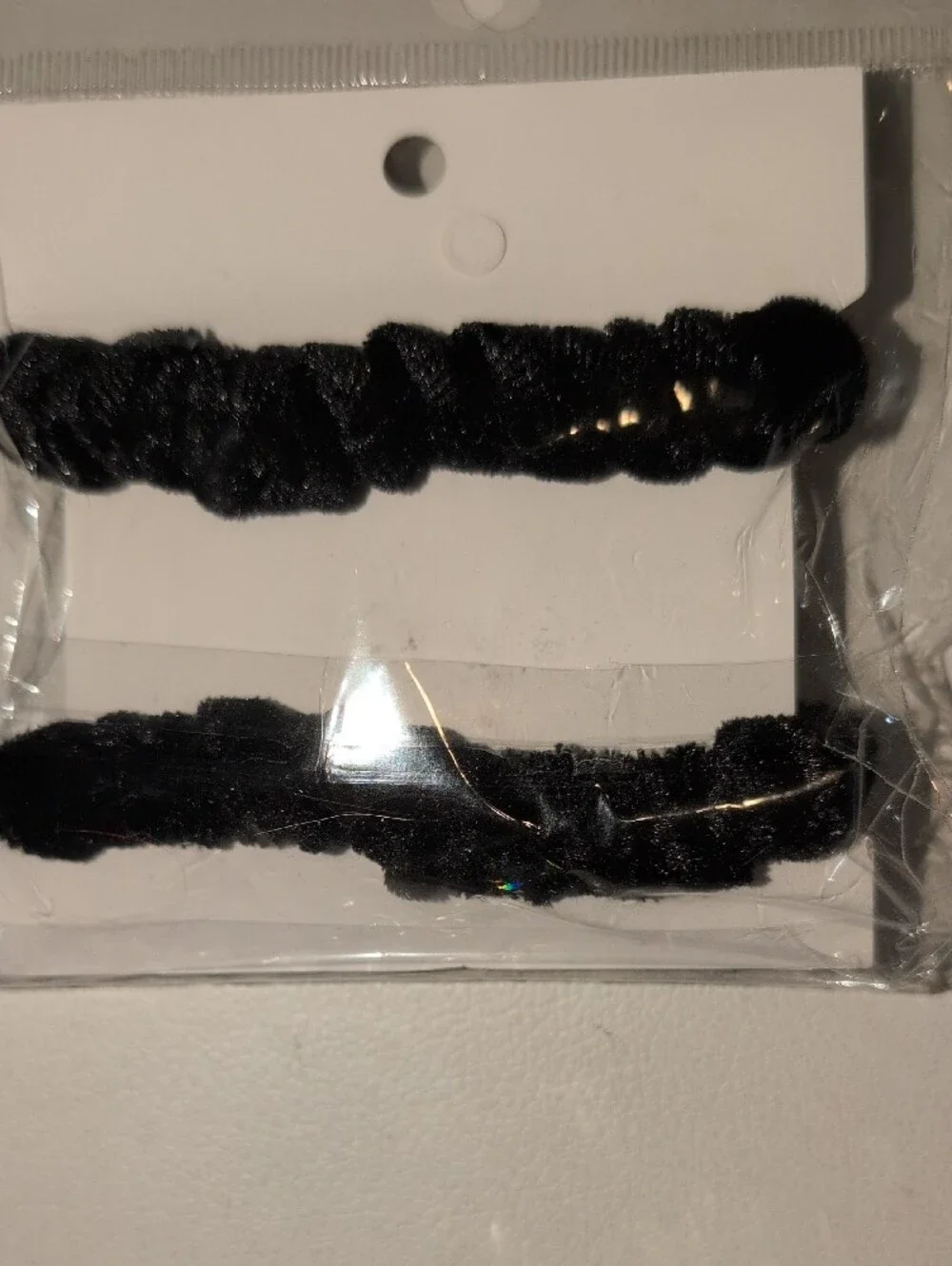 Rhinestone Flower Elastic Hair Ponytail Bands - Iridescent on Black